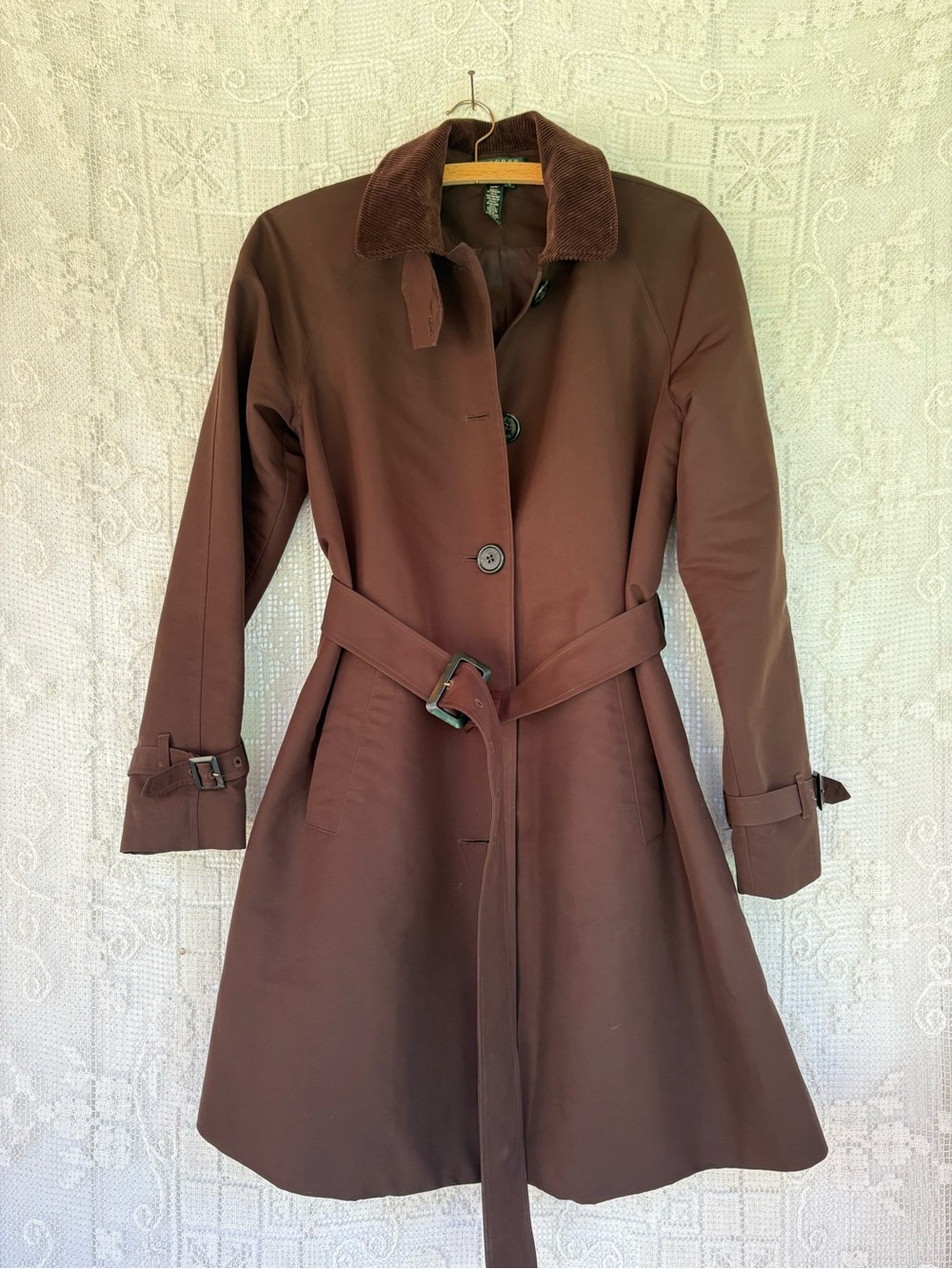 Ralph Lauren Chocolate Brown Trench Coat with Belt